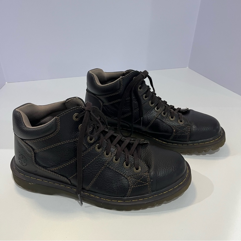 DOC MARTEN Vintage Harrisland Dark Brown Leather Mid Top Boots | Mens 11